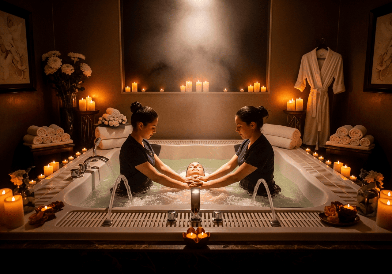Jacuzzi + Four Hands massage therapy at Modern Zen Spa Gurugram